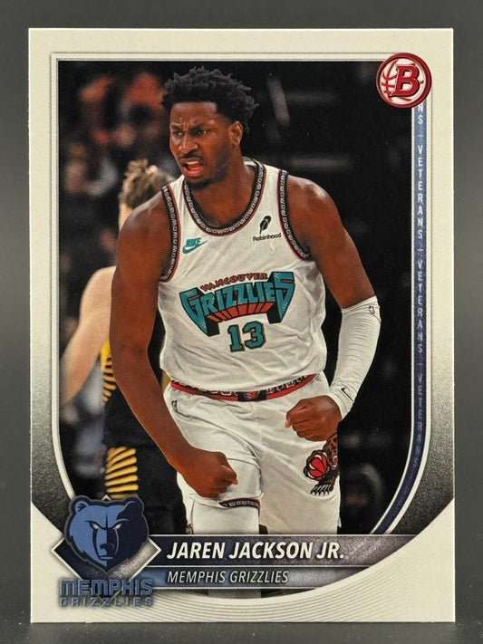 Jaren Jackson Jr. Memphis Grizzlies trading card showing him in a white uniform.