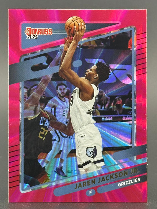 21-22 Donruss Jaren Jackson Jr. Grizzlies basketball card in pink parallel.