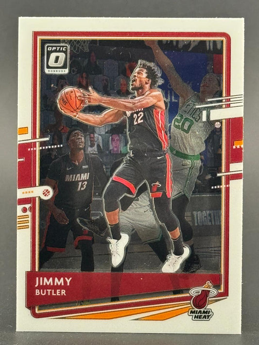 2020-21 Donruss Optic Jimmy Butler Miami Heat basketball card.