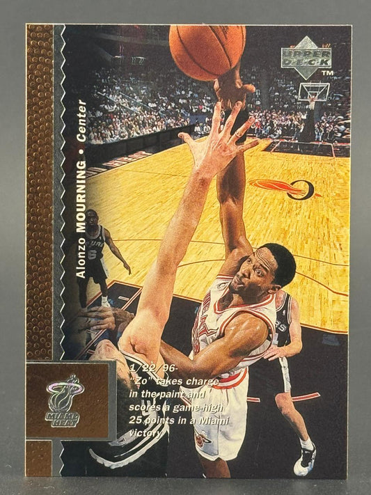 Alonzo Mourning 1996 Upper Deck basketball card.