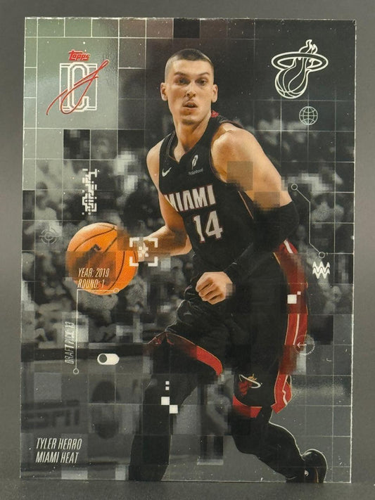 Tyler Herro 2019 Topps 101 basketball trading card dribbling in a Miami Heat uniform.