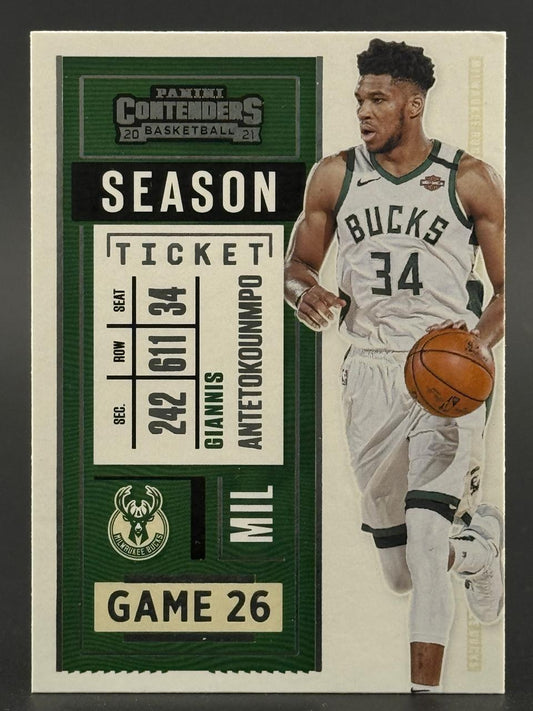 2020-21 Panini Contenders Giannis Antetokounmpo Season Ticket basketball card #26.