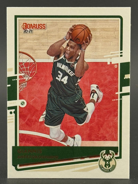2020-21 Donruss Giannis Antetokounmpo basketball card.