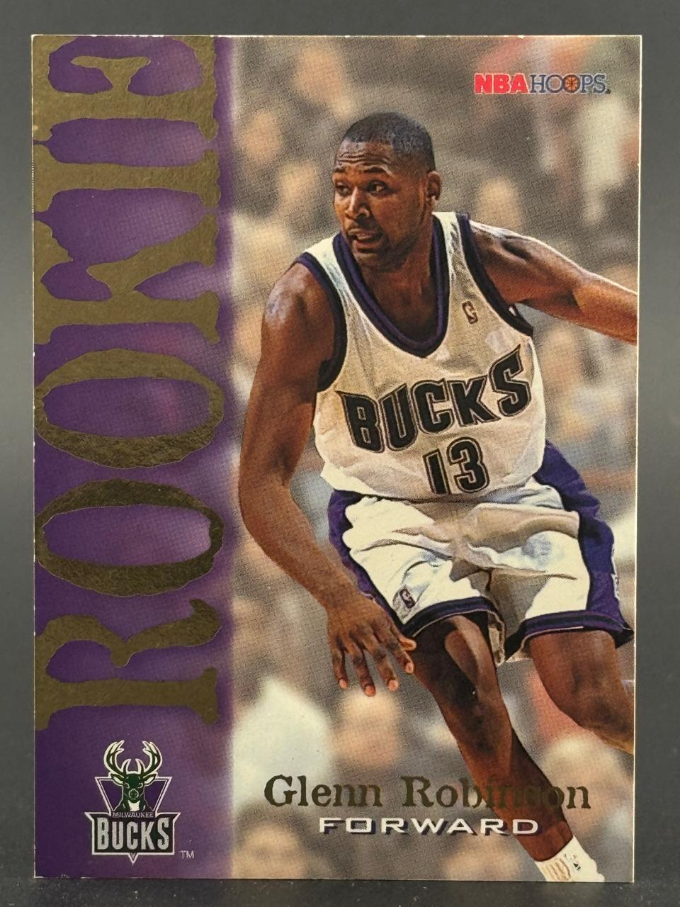 1994 NBA Hoops Rookie trading card of Glenn Robinson, Milwaukee Bucks forward #13.