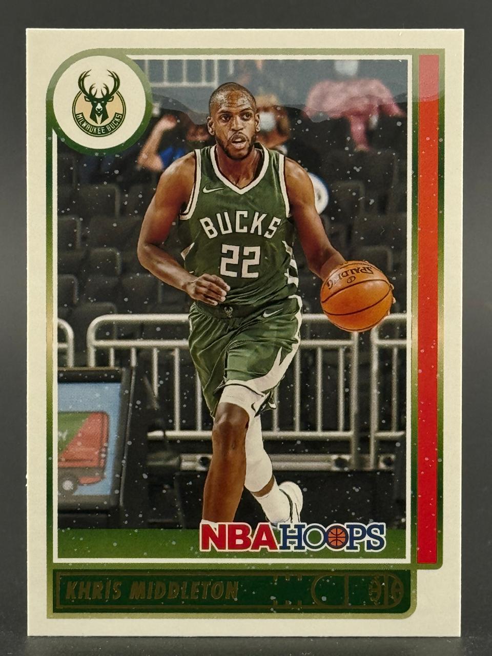 Khris Middleton 2020-21 NBA Hoops trading card.