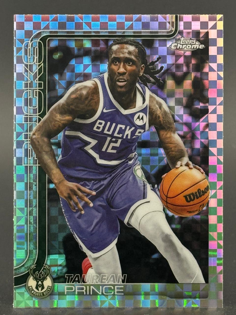 2024-25 Topps Chrome Taurean Prince Milwaukee Bucks #12 trading card.