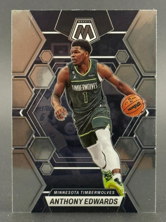 2022-23 Panini Mosaic Anthony Edwards trading card, Minnesota Timberwolves, number not visible.