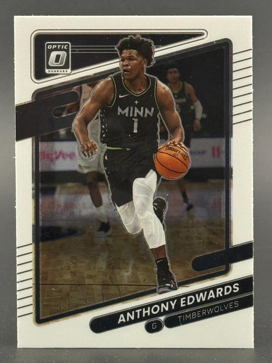 Anthony Edwards 2020-21 Donruss Optic basketball trading card.