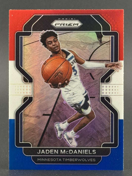 Jaden McDaniels 2021 Panini Prizm trading card, Minnesota Timberwolves.