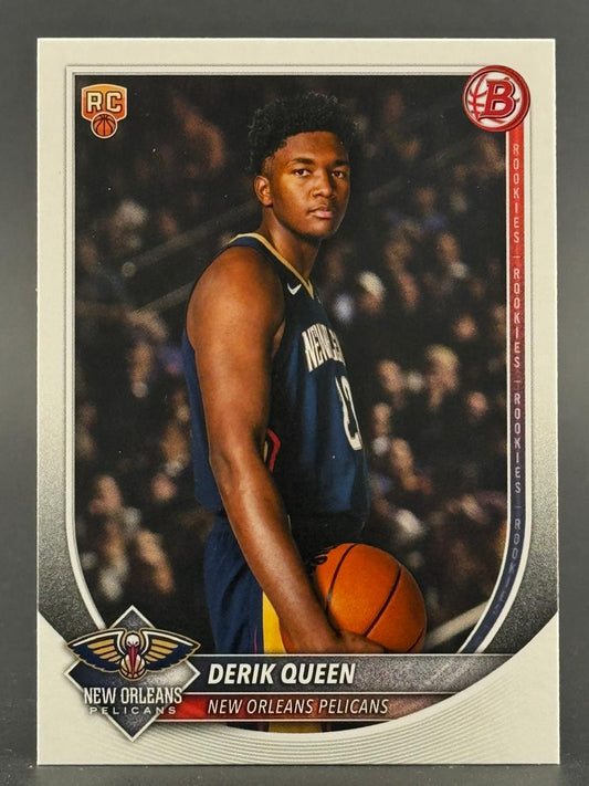 Derik Queen New Orleans Pelicans basketball card with RC logo and "B" logo.