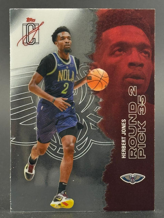 Trading card of Herbert Jones in New Orleans Pelicans uniform, labeled "Round 2 Pick 35".
