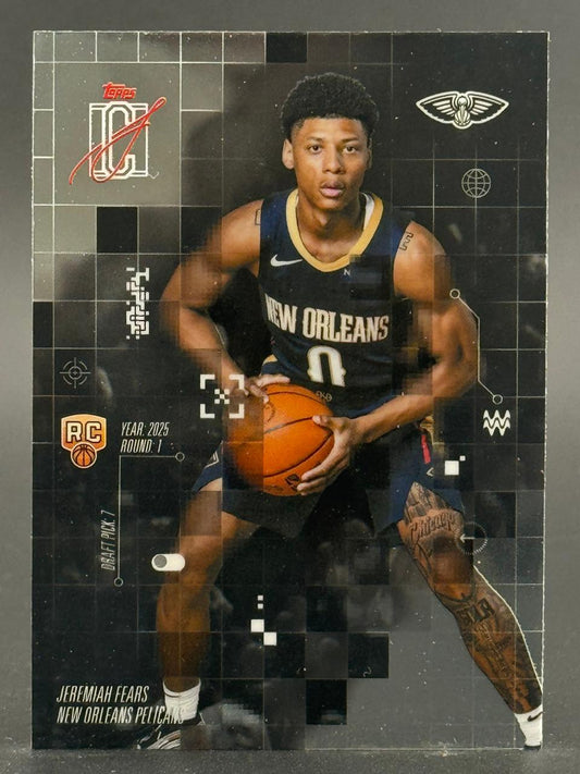 Jeremiah Fears 2025 Topps Overtime Elite basketball card holding a ball.