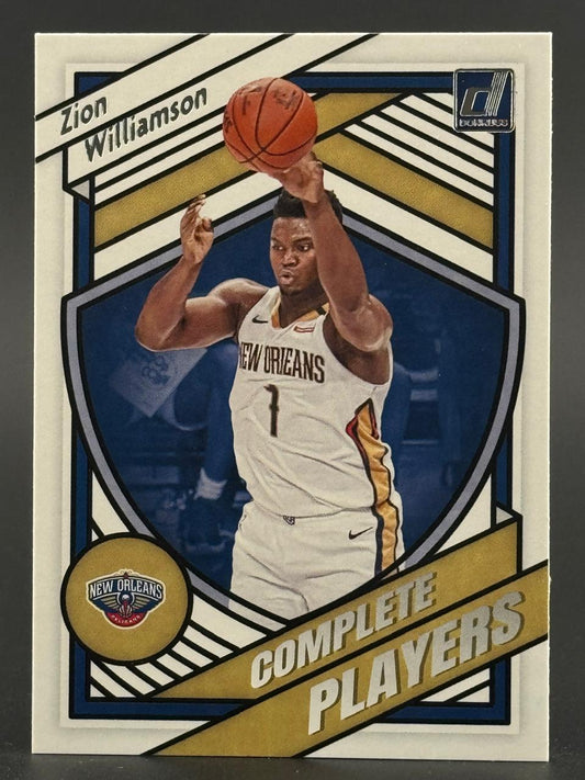 Zion Williamson 2021-22 Donruss Complete Players trading card, shooting a basketball.