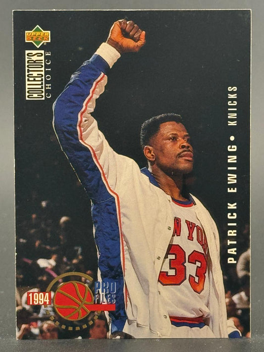 1994 Upper Deck Collector's Choice Pro Files Patrick Ewing trading card, #33 visible.