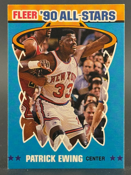 1990 Fleer All-Stars Patrick Ewing basketball card.