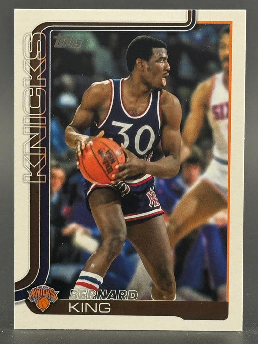Trading card of Bernard King in a New York Knicks uniform holding a basketball.