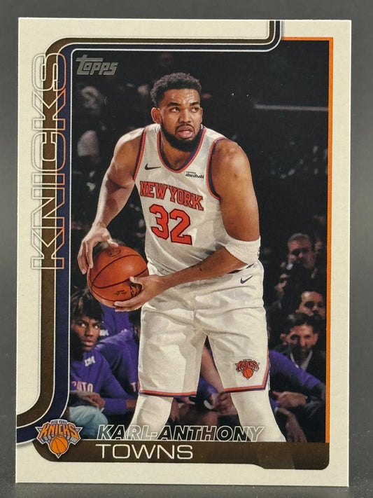 Karl-Anthony Towns New York Knicks basketball trading card, Topps brand.