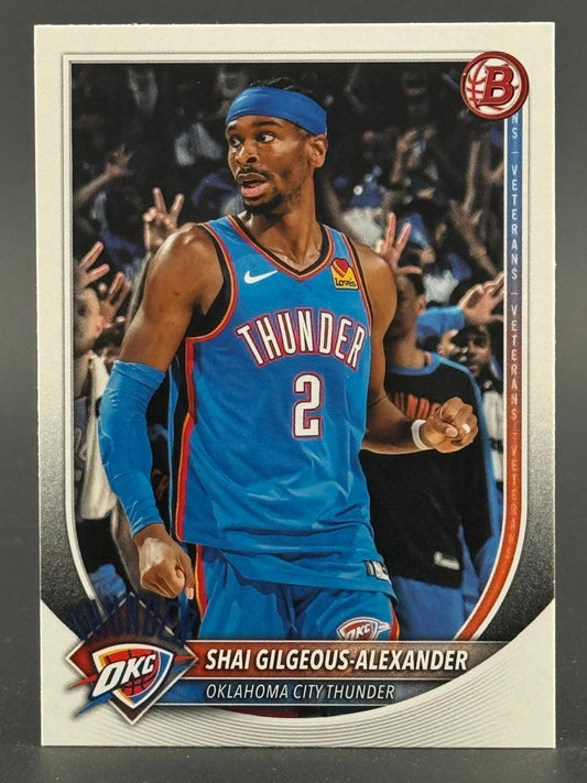 Shai Gilgeous-Alexander trading card, Oklahoma City Thunder uniform, with Bowman branding.