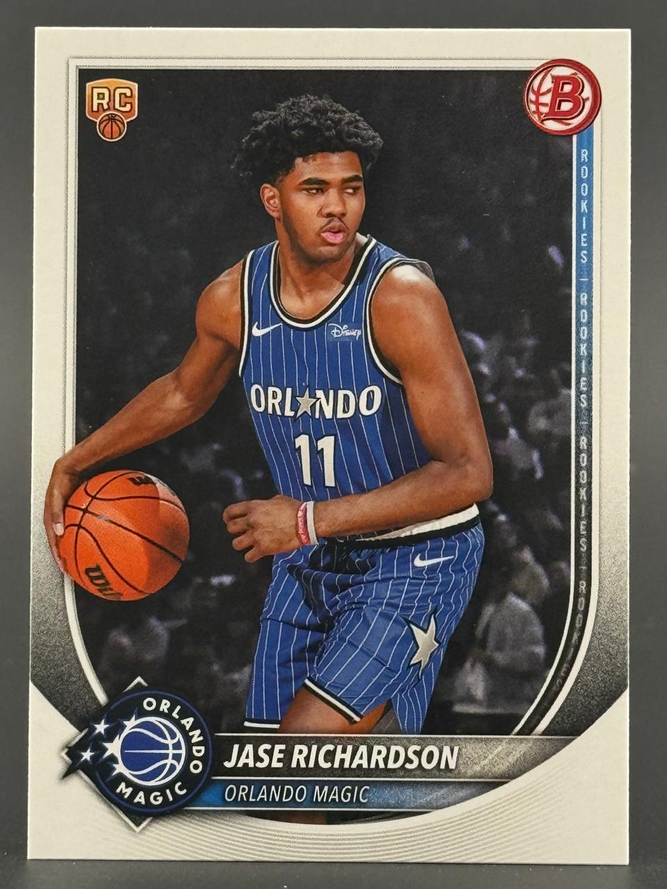 Jase Richardson Orlando Magic basketball rookie card, Bowman brand.