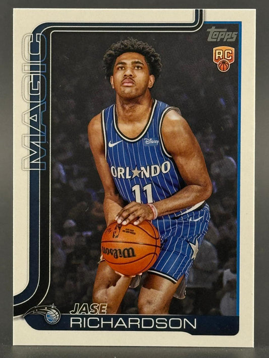 Jase Richardson Topps Magic rookie basketball card holding a basketball.