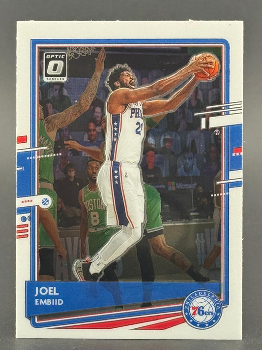 Joel Embiid 2021-22 Donruss Optic basketball card.