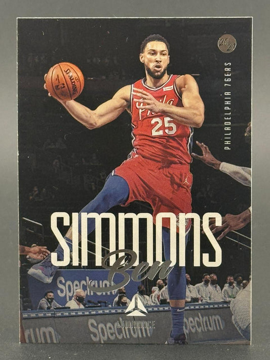 2020-21 Ben Simmons Philadelphia 76ers basketball card, holding ball.