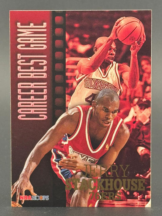 1996-97 NBA Hoops Career Best Game Jerry Stackhouse 76ers basketball card.