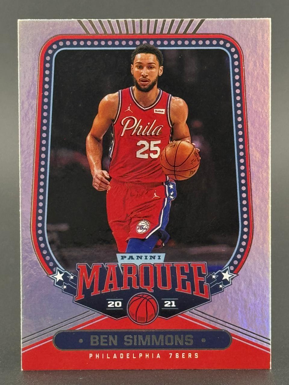 2020-21 Panini Marquee Ben Simmons Philadelphia 76ers basketball card.