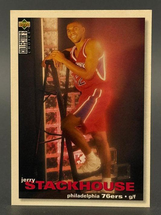 1995-96 Upper Deck Collector's Choice Jerry Stackhouse Philadelphia 76ers basketball card.