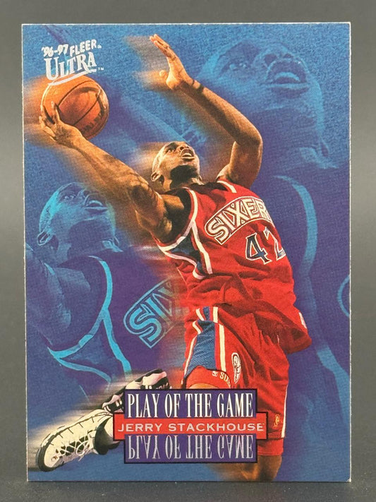 1996-97 Fleer Ultra Jerry Stackhouse basketball card, Play of the Game insert.