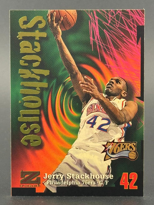 1996-97 Z-Force Jerry Stackhouse Philadelphia 76ers basketball card.