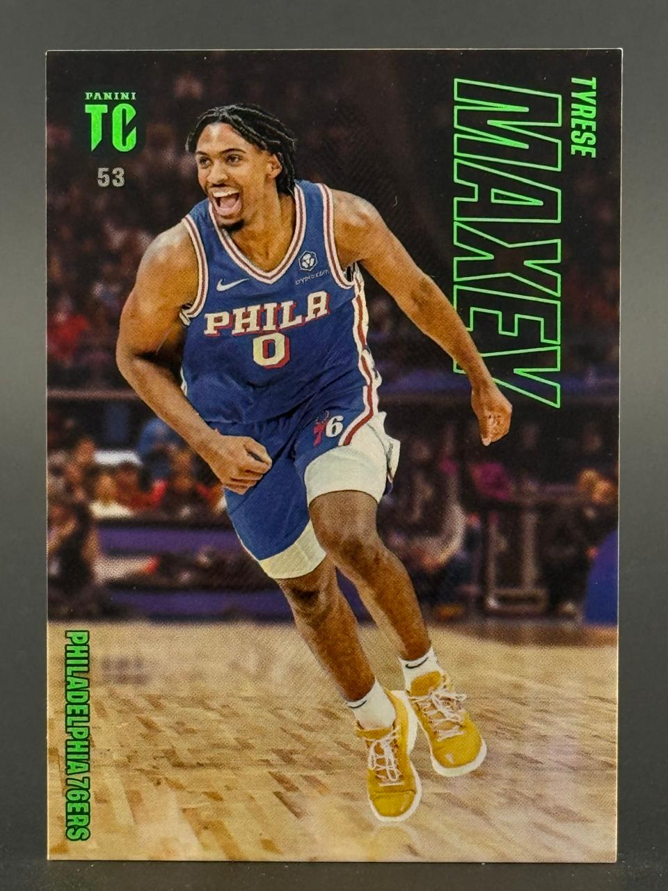 Tyrese Maxey Philadelphia 76ers basketball card, Panini TC set, card number 53.