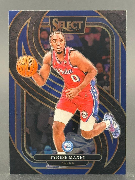 2024-25 Panini Select Tyrese Maxey 76ers basketball card.