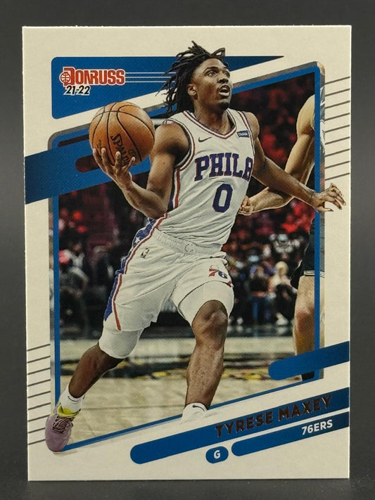 21-22 Donruss Tyrese Maxey 76ers basketball card.