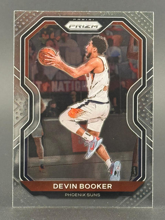 Devin Booker 2021-22 Panini Prizm Phoenix Suns basketball card.