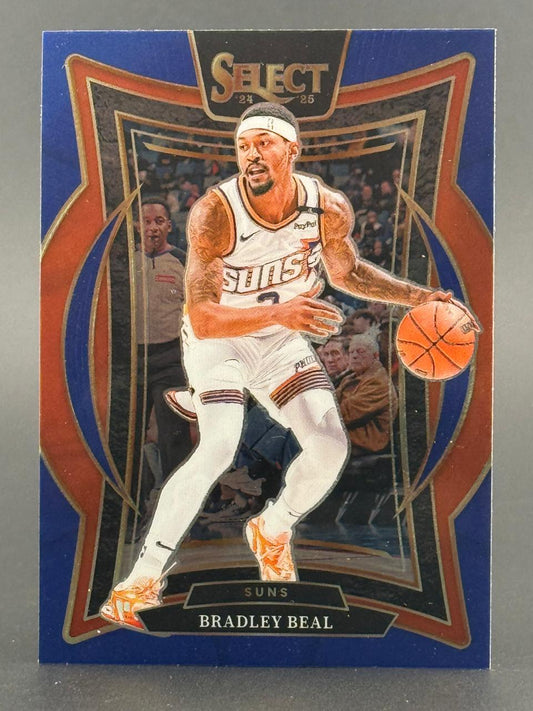 2024-25 Select Bradley Beal basketball card featuring him dribbling in a Phoenix Suns uniform.