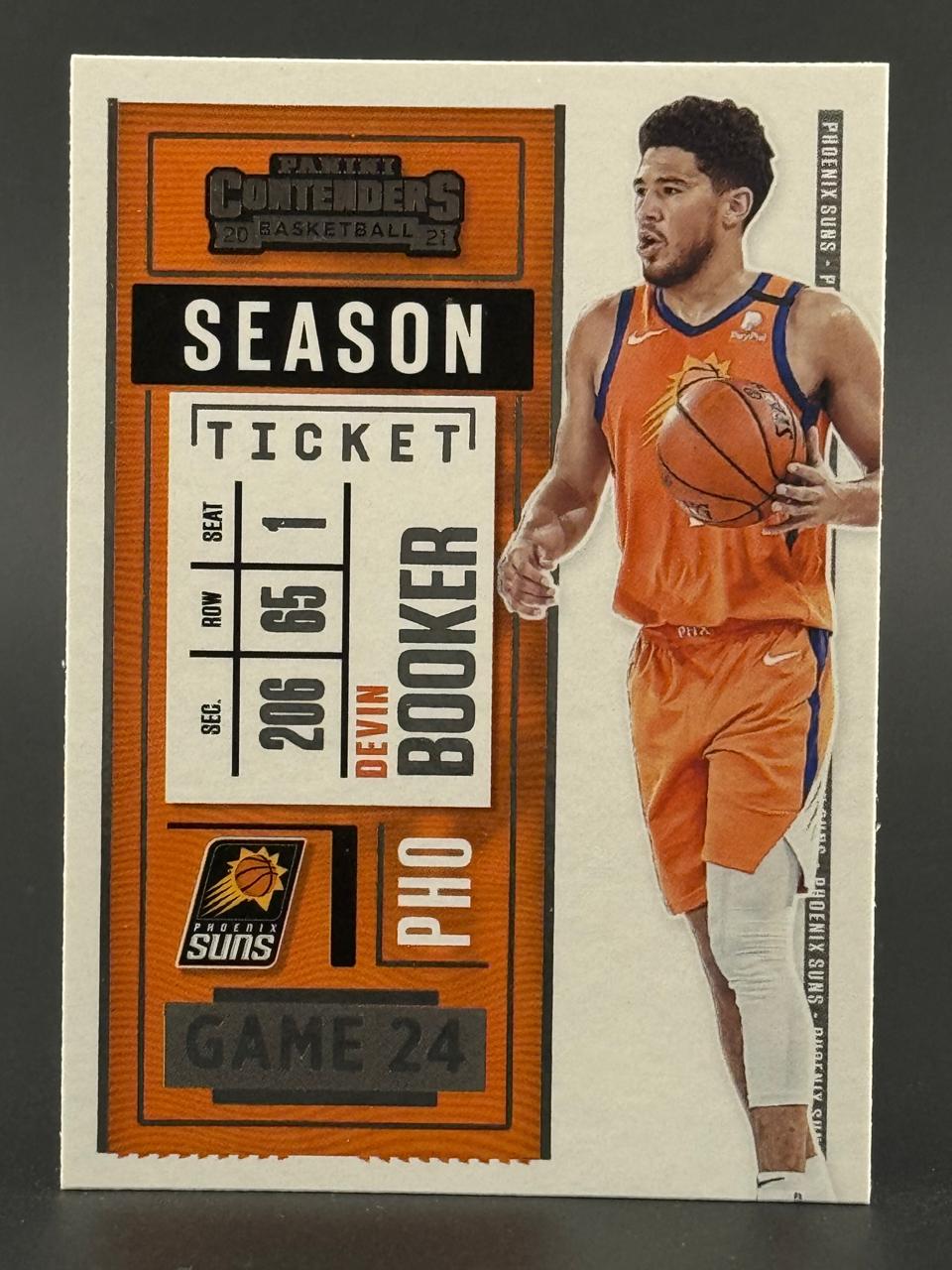 2020-21 Panini Contenders Devin Booker Season Ticket basketball card, number PHO.