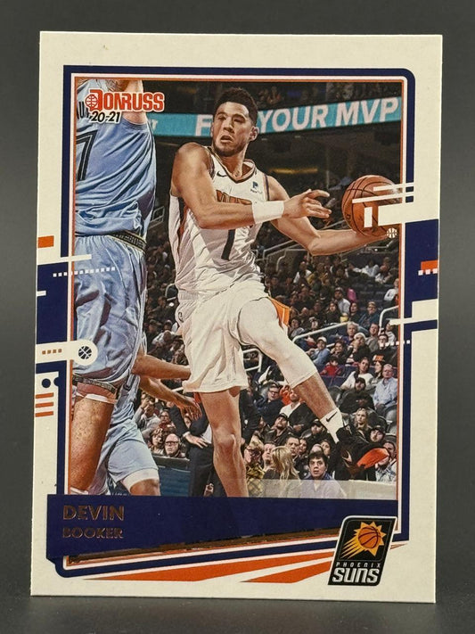 2020-21 Donruss Devin Booker basketball trading card.