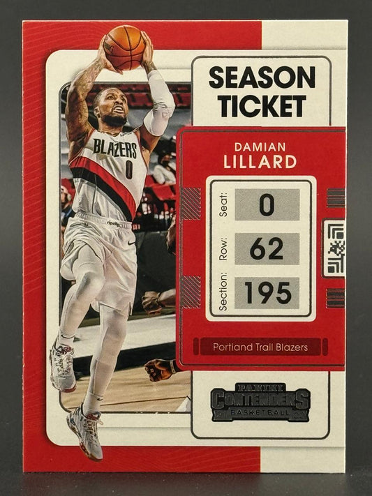 2021-22 Panini Contenders Season Ticket Damian Lillard basketball card.