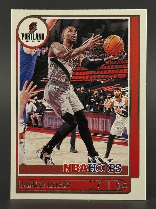 Damian Lillard 2020-21 NBA Hoops trading card.