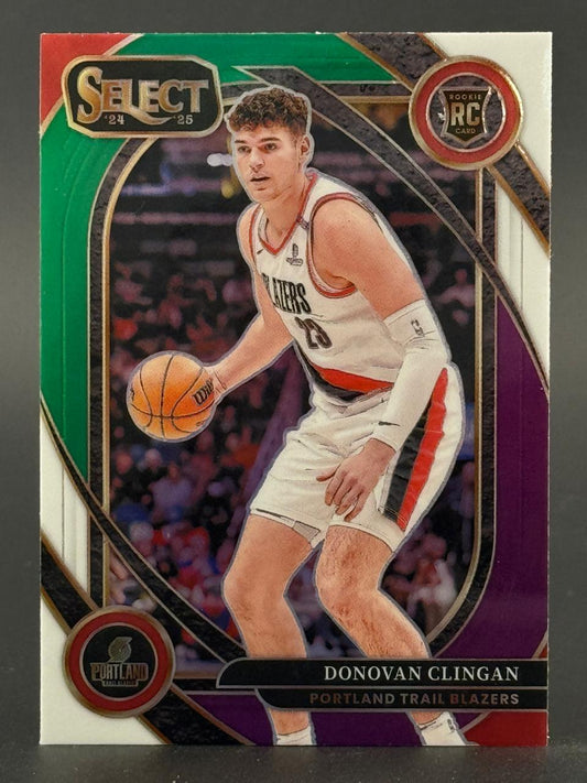 2024-25 Select Donovan Clingan rookie card #23 in Portland Trail Blazers uniform.