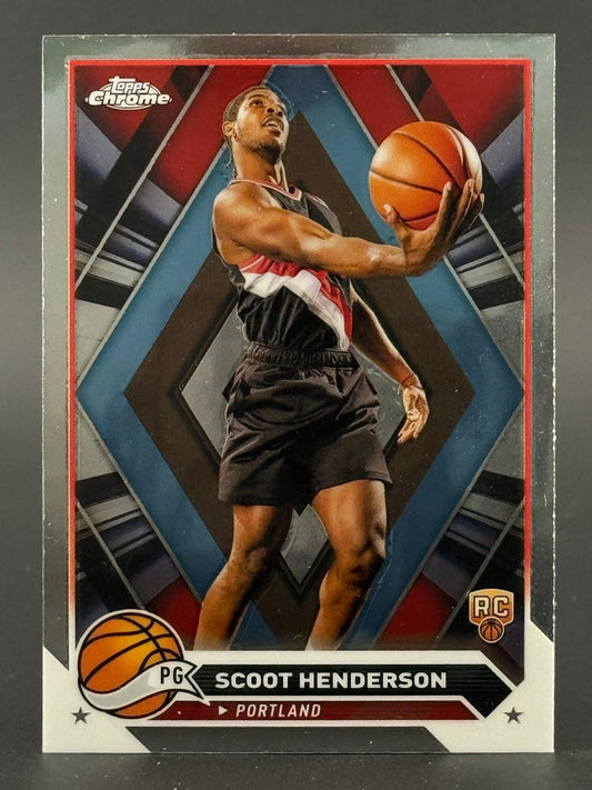 2023 Topps Chrome Scoot Henderson Portland rookie basketball card.