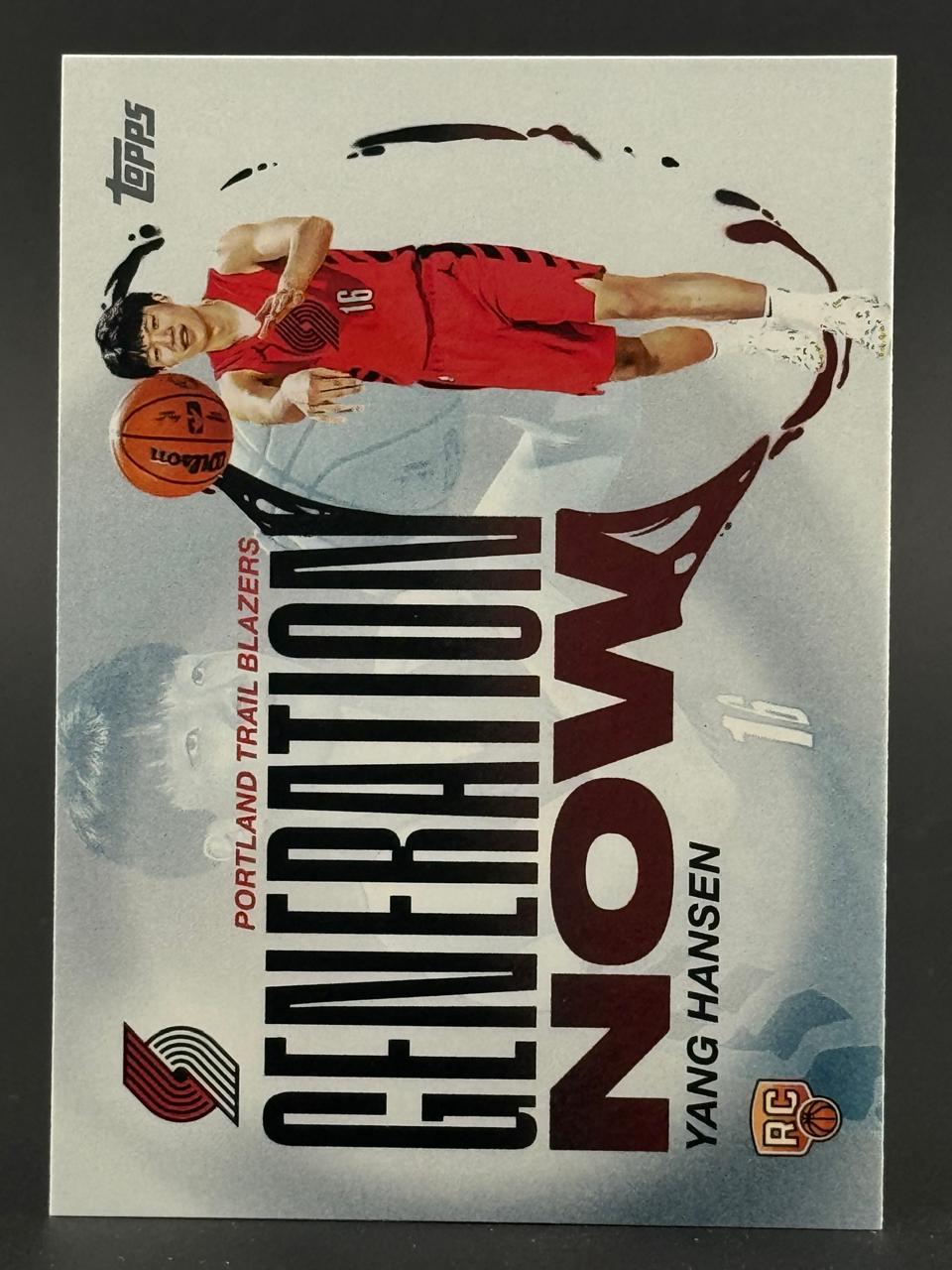 Yang Hansen Topps Generation Now rookie card featuring Portland Trail Blazers.