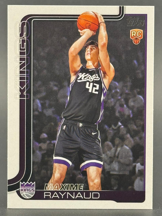 Maxime Raynaud Topps basketball trading card with rookie card logo, showing him shooting.