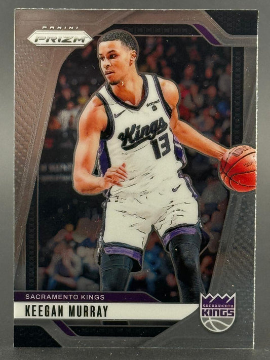 Keegan Murray 2022-23 Panini Prizm Sacramento Kings basketball card dribbling.