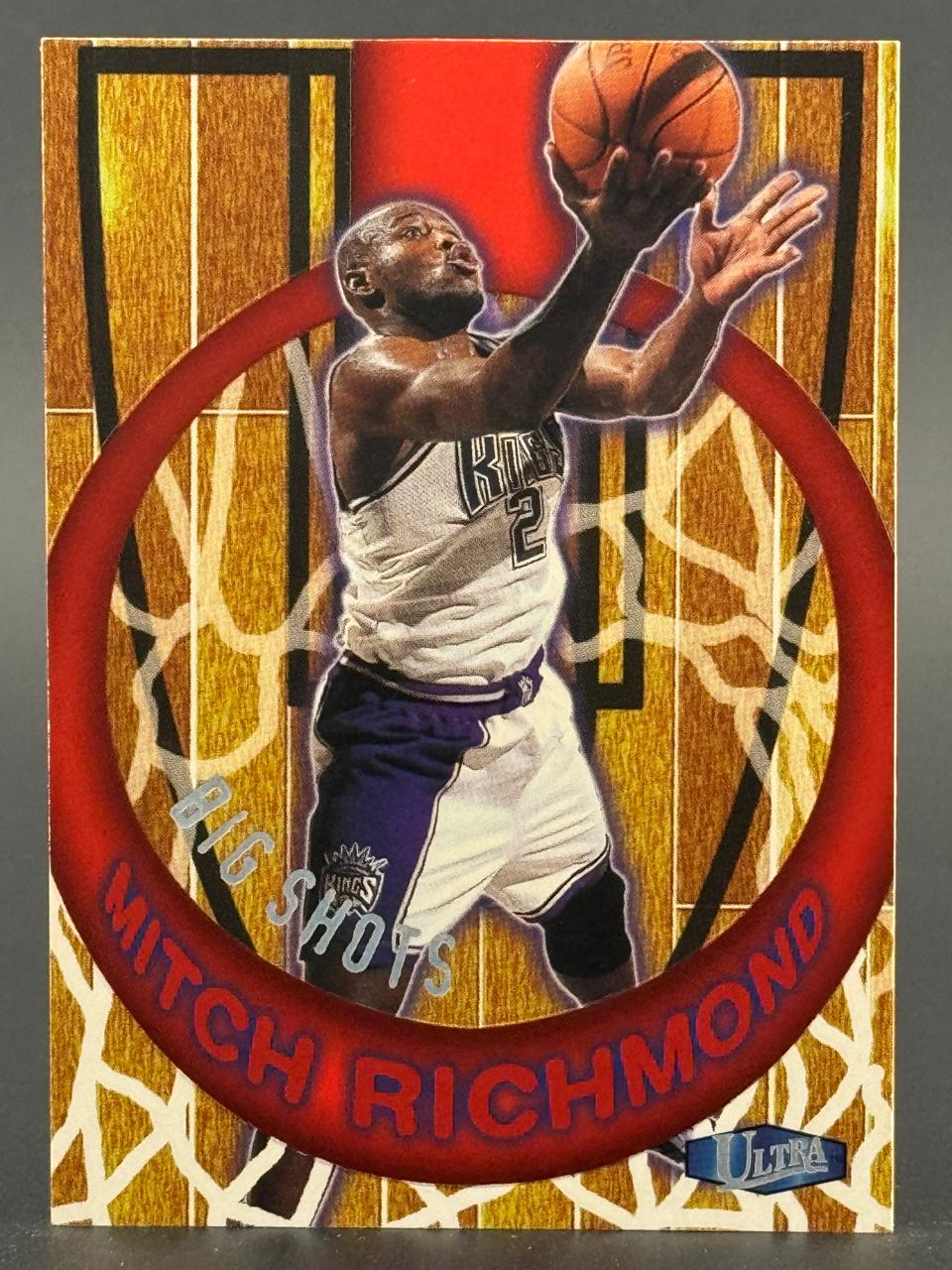 Mitch Richmond 1996-97 Ultra Big Shots trading card featuring Richmond in a Kings uniform shooting a basketball.