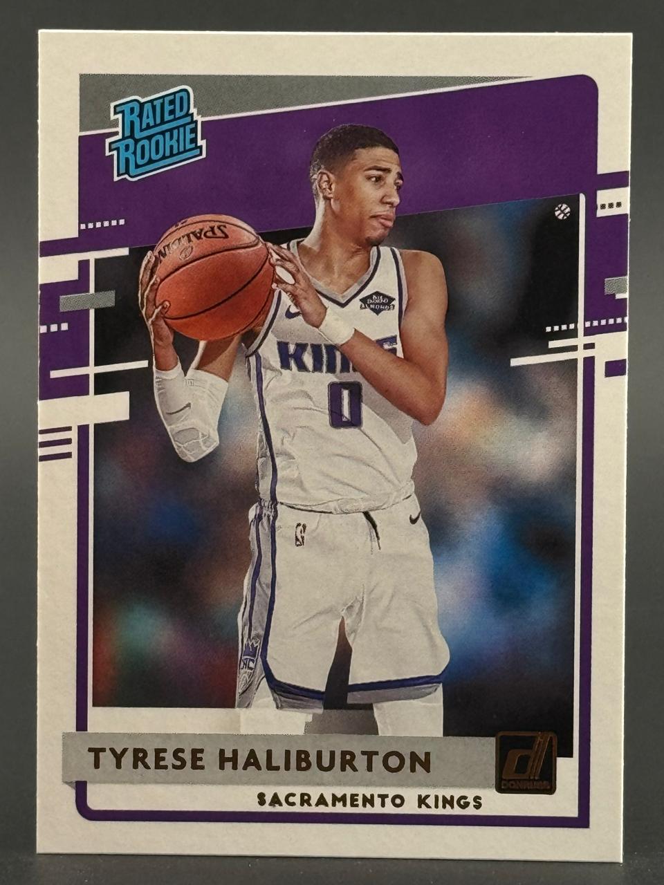 2020-21 Donruss Tyrese Haliburton Rated Rookie trading card #215.