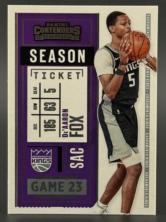 2020-21 Panini Contenders De'Aaron Fox Season Ticket basketball card.