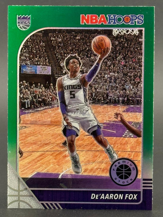 De'Aaron Fox 2019-20 NBA Hoops Premium Stock trading card, Sacramento Kings #5.