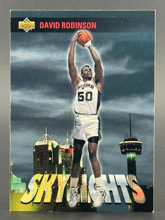 1993-94 Upper Deck David Robinson basketball card, #50, showing him holding a basketball above his head.